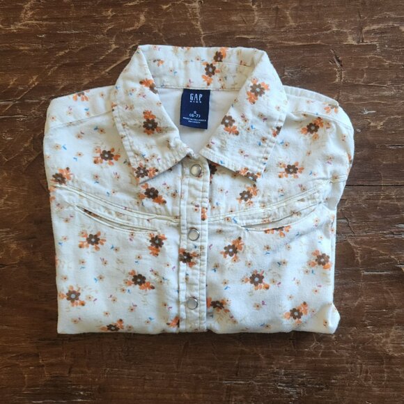 GAP Kids Unisex Floral Button Down Top - Size Small - Picture 5 of 6